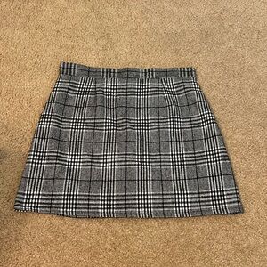 Black grey white plaid Skirt